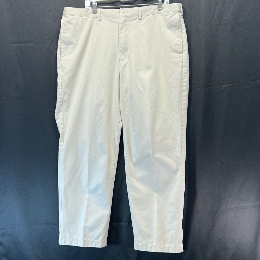 Lands' End Traditional Fit Chino Pants Mens 40 Beige Cotton Twill Straight Leg